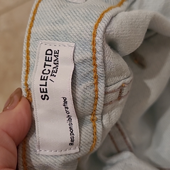 Selected femme straight fit Light wash jeans high rise - Picture 10 of 16